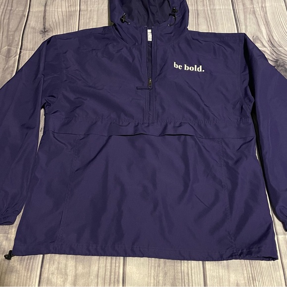 Dark Blue Champion Windbreaker Half Zip Hooded Jacket Be Bold - Picture 2 of 7